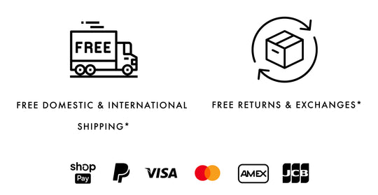 Free domestic and international shipping* Free returns and exchanges * Checkout securely with shop pay, paypal, visa, mastercard, amex or debit card