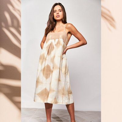 Puja Dress - shibori khaki