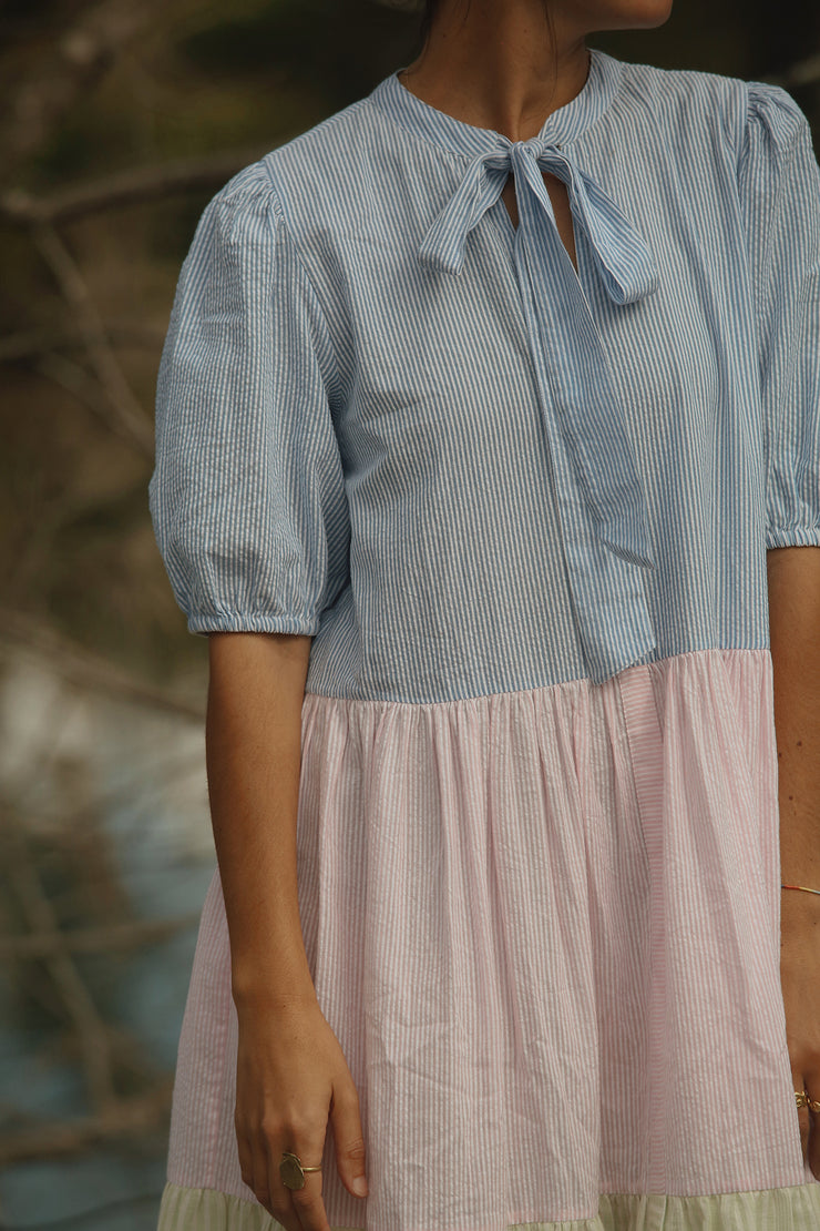 Lekha Dress - Multi Seersucker Stripe