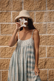 Puja Dress - Teal Handblock Print