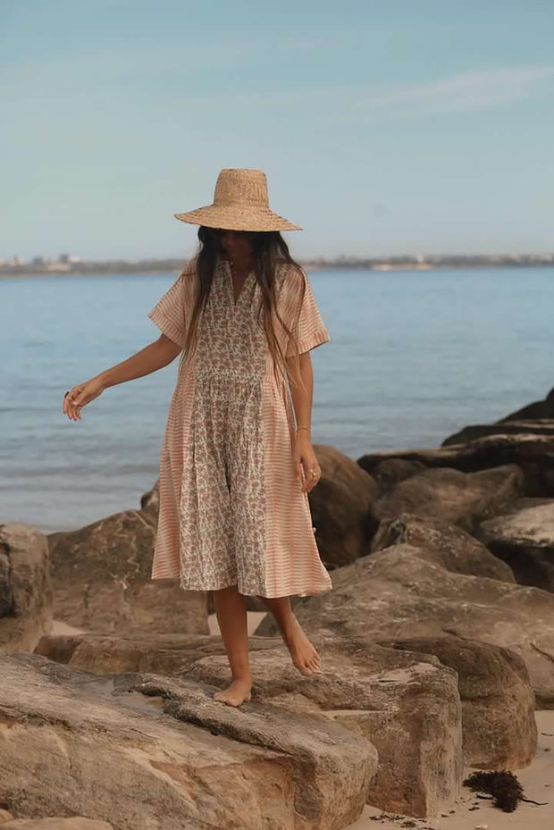 Sur Dress - Rose Handblock Print