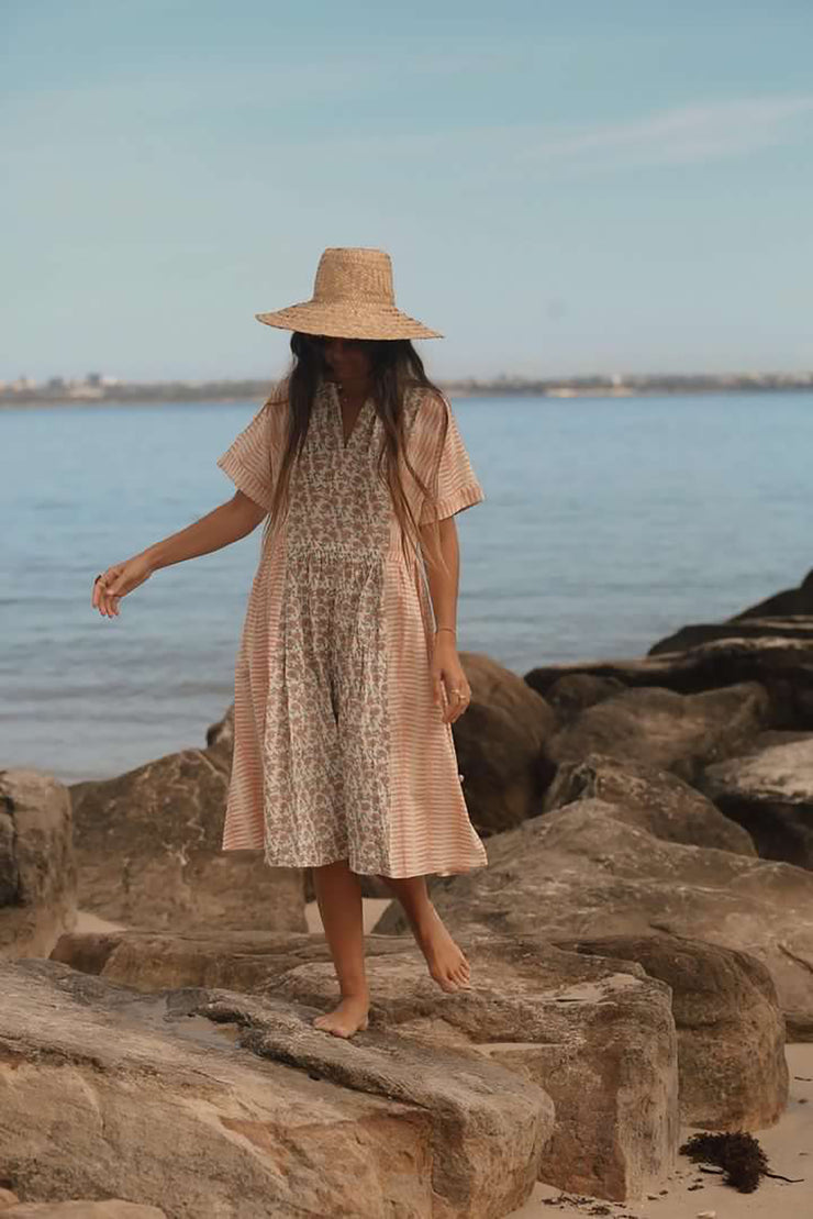 Sur Dress - Rose Handblock Print
