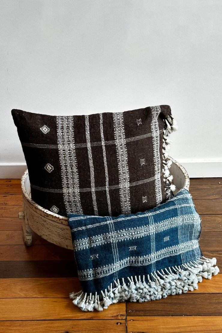Wool Cushion - Brown Check