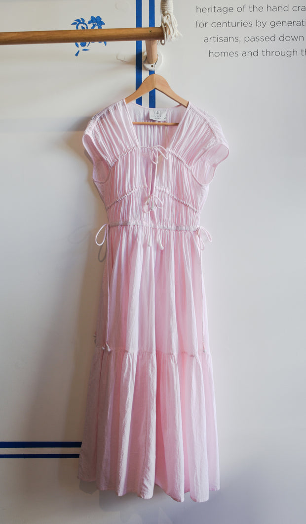 Rhea Dress - Pink Seersucker