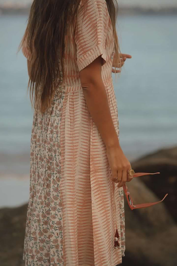 Sur Dress - Rose Handblock Print