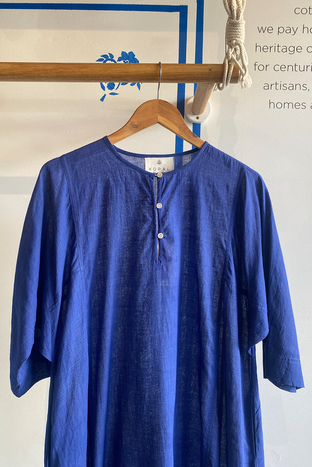 Ushma Kaftan - Bold Indigo Handspun Khadi