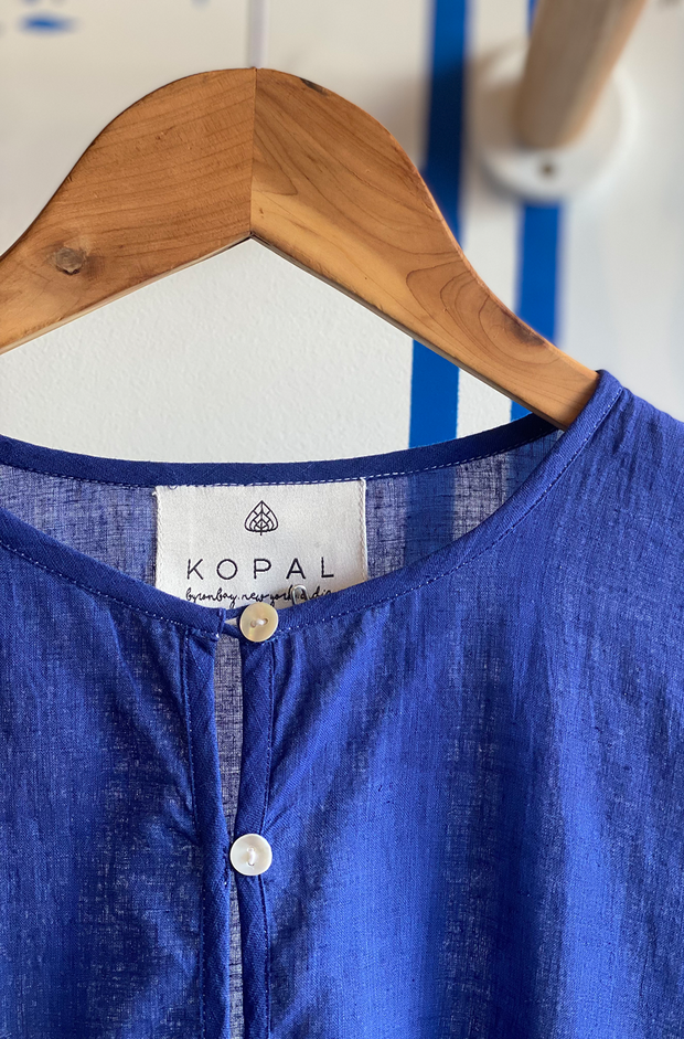 Ushma Kaftan - Bold Indigo Handspun Khadi