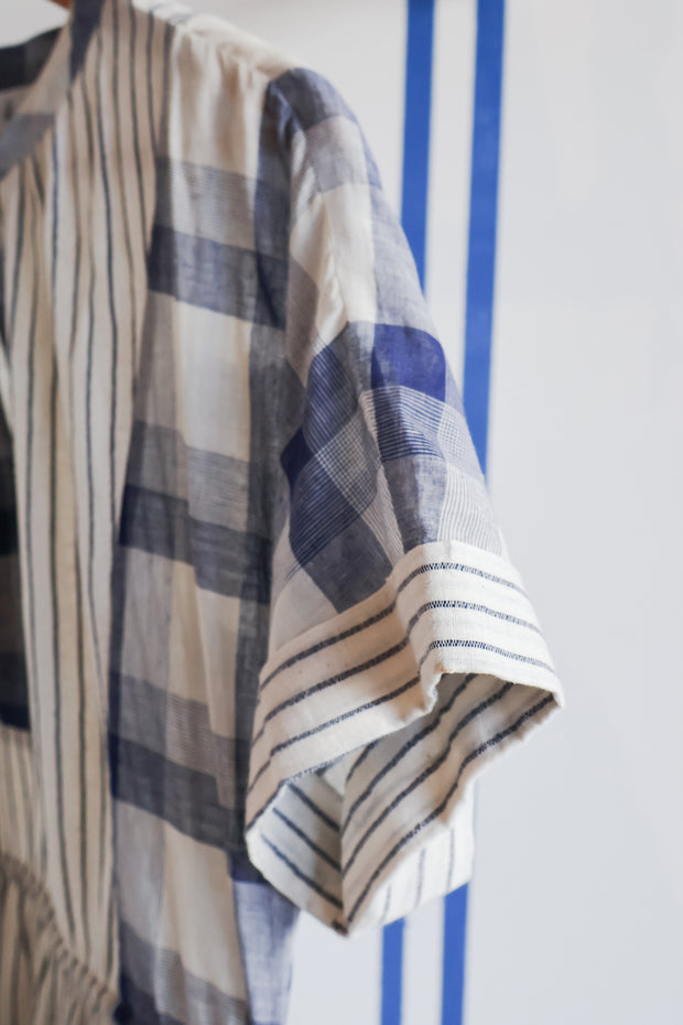 Sur Dress - Stripe Check Handspun Khadi