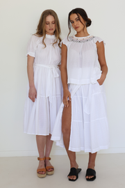 Anika Dress - White Jacquard Voile