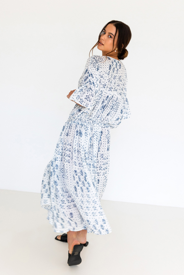 Sur Kaftan - Ivory Block Print