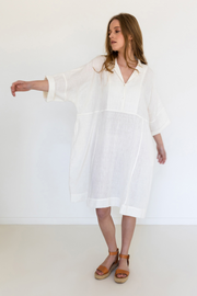 Trinaa Dress - White Handspun Khadi
