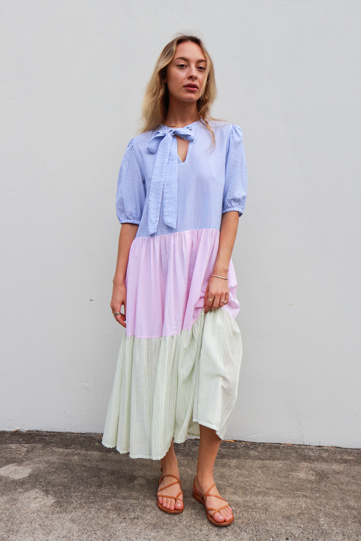Lekha Dress - Multi Seersucker Stripe