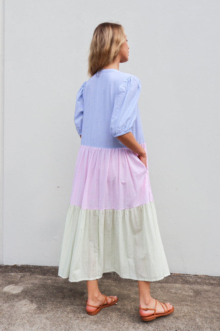 Lekha Dress - Multi Seersucker Stripe