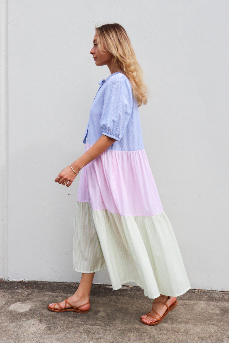 Lekha Dress - Multi Seersucker Stripe