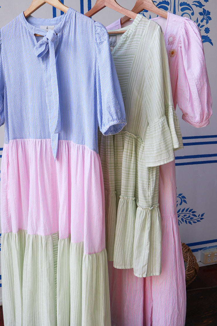 Lekha Dress - Multi Seersucker Stripe