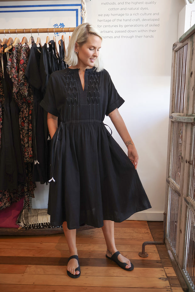 Sur Dress - Black Khadi