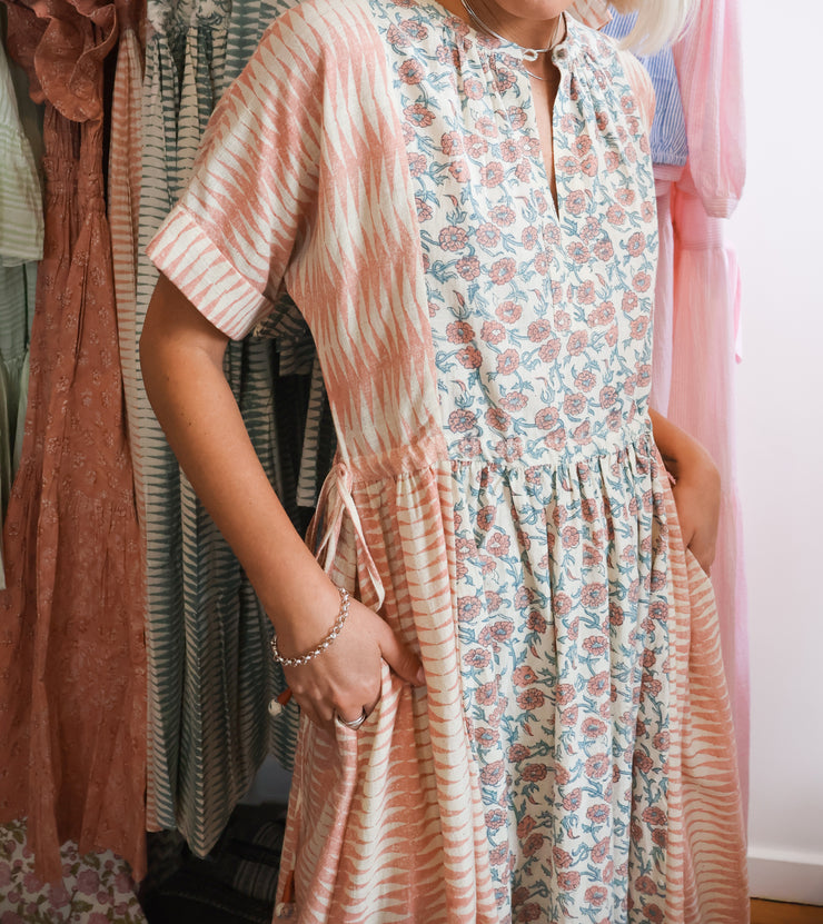 Sur Dress - Rose Handblock Print
