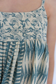 Puja Dress - Teal Handblock Print