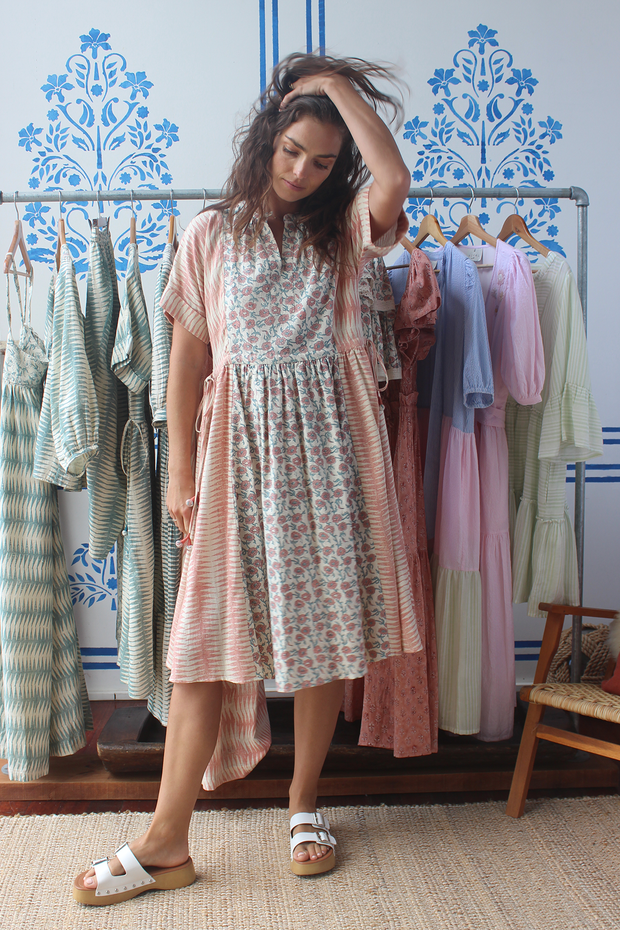 Sur Dress - Rose Handblock Print