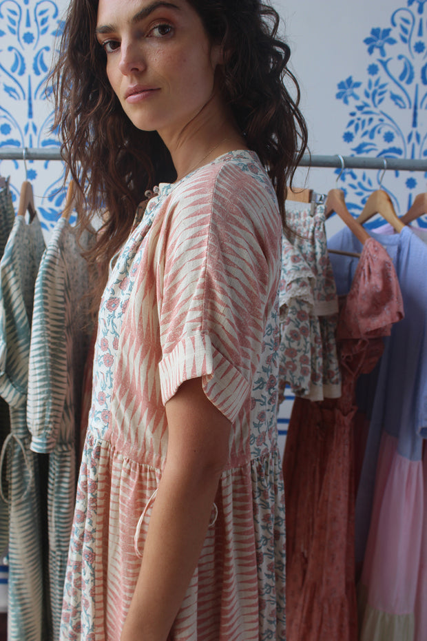 Sur Dress - Rose Handblock Print