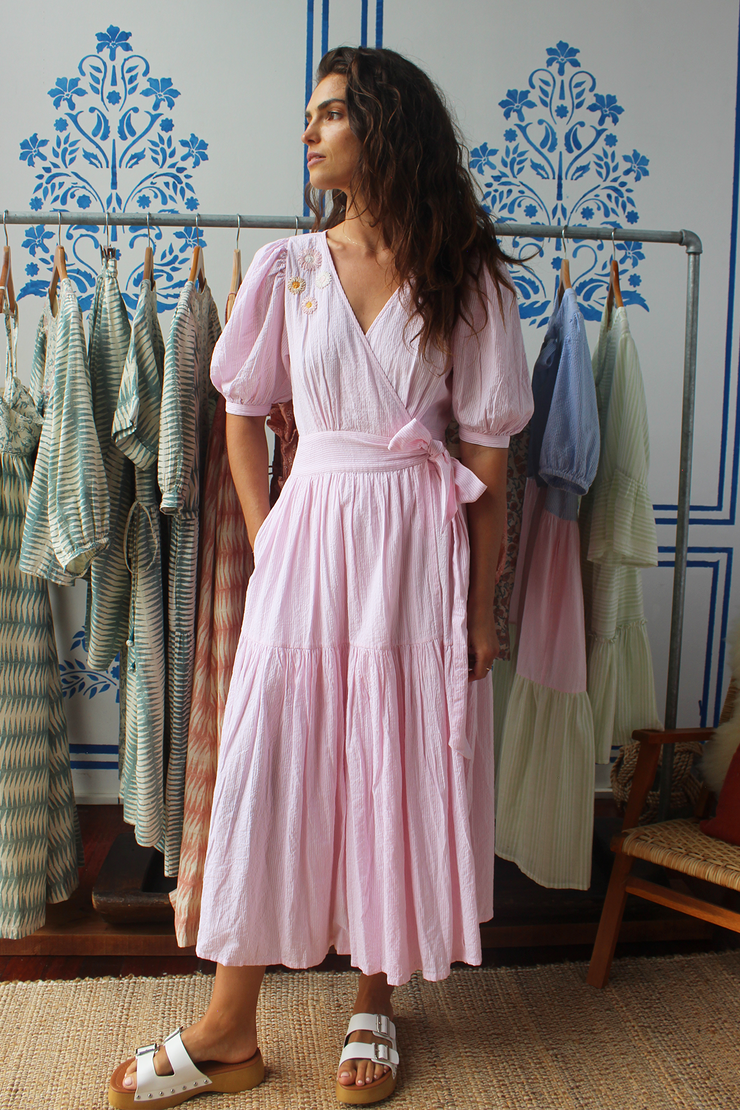 Pink seersucker best sale dress