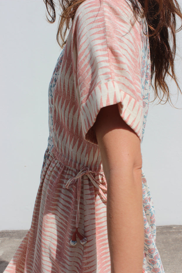 Sur Dress - Rose Handblock Print