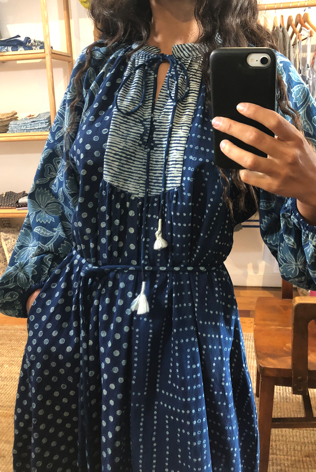 Kurta Dress - Multi Natural Indigo Print