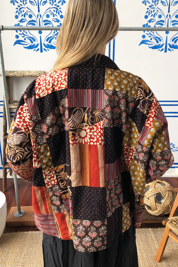 Upcycled Jacket - Brown Patchwork