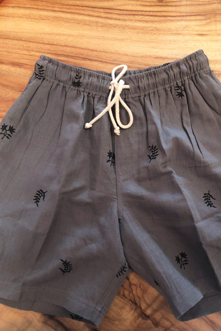 Mens Short - Handblock print Grey