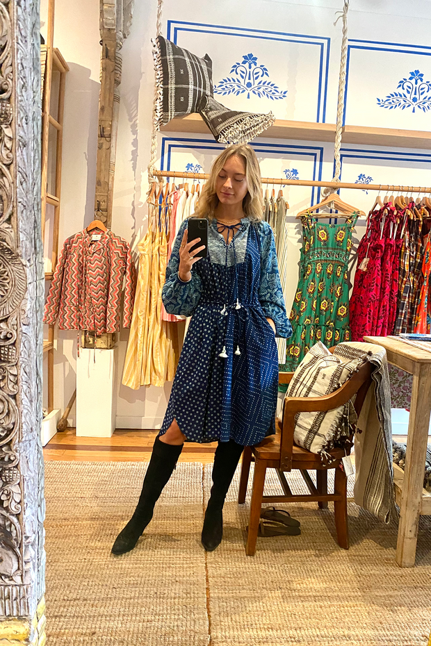 Kurta Dress - Multi Natural Indigo Print