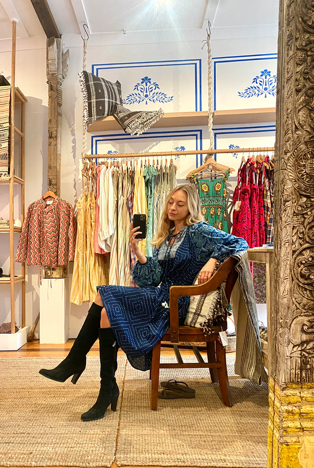 Kurta Dress - Multi Natural Indigo Print