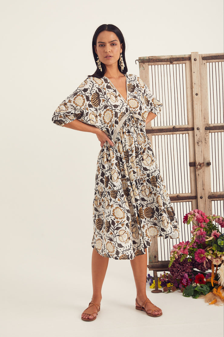 Geet Dress - Brown Garden Print