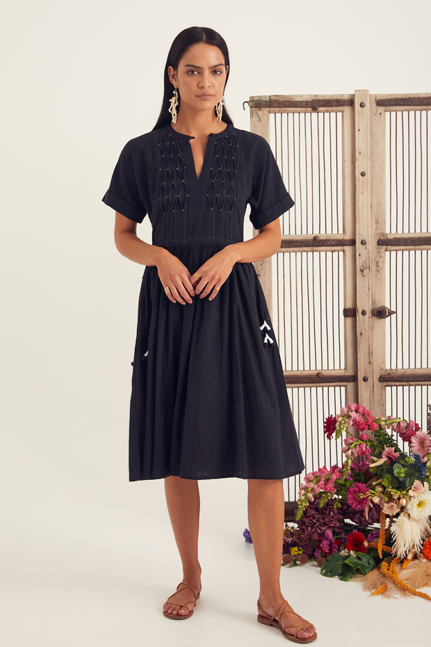 Sur Dress - Black Khadi