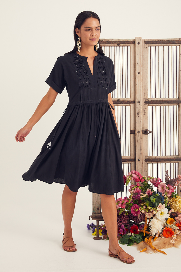 Sur Dress - Black Khadi
