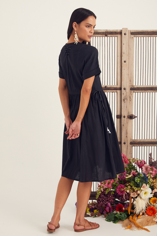 Sur Dress - Black Khadi