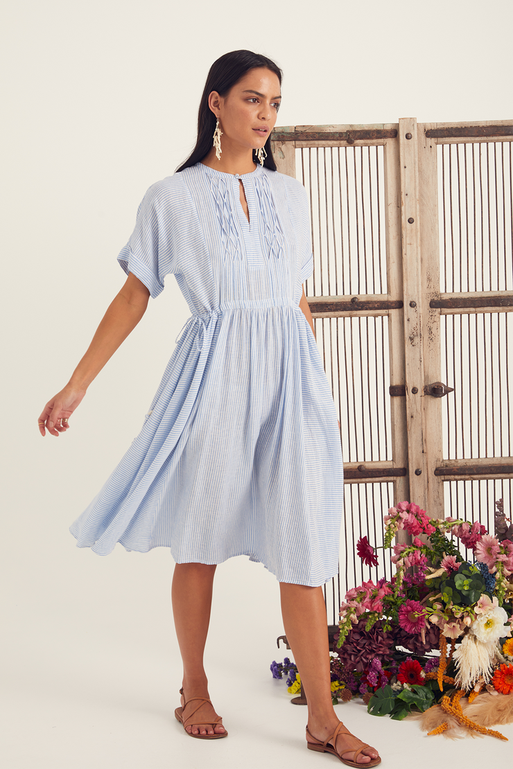 Sur Dress - Micro Linen Stripe