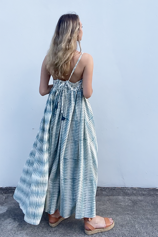 Puja Dress - Teal Handblock Print