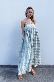 Puja Dress - Teal Handblock Print