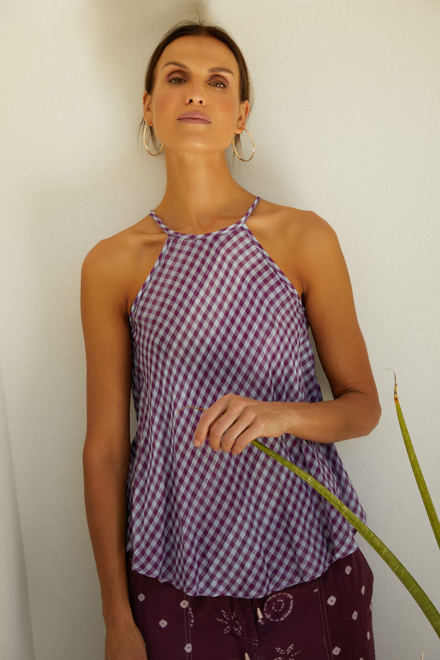 Mitra Top - Reversible Stripe to Check