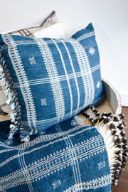 Wool Cushion - Blue Indigo Check