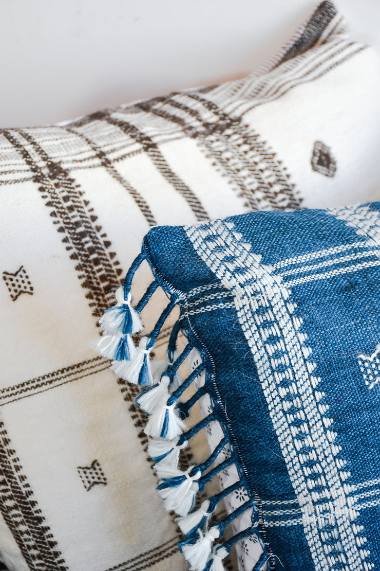 Wool Cushion - Blue Indigo Check