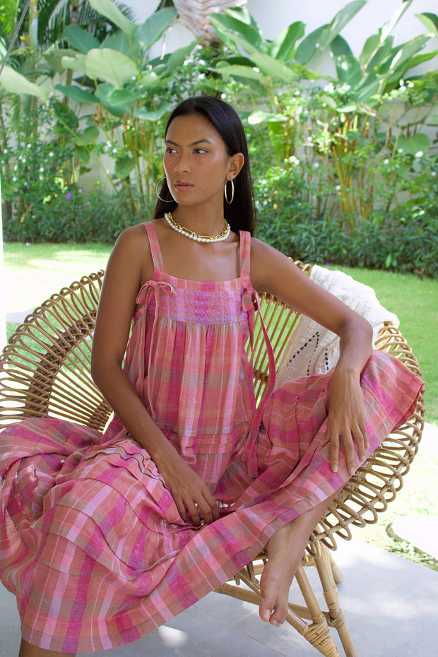 Ruby Dress - Purple Pink Handloom Check Combo