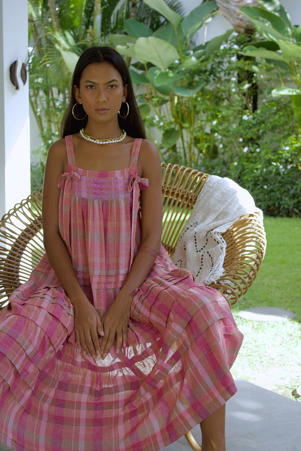 Ruby Dress - Purple Pink Handloom Check Combo