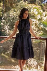 Heera Dress - Black Linen