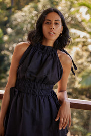 Heera Dress - Black Linen