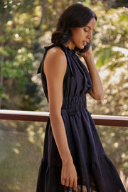 Heera Dress - Black Linen