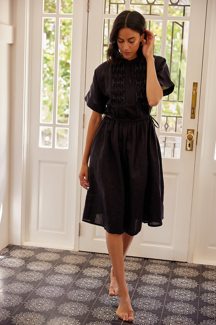 Sur Dress - Black Linen