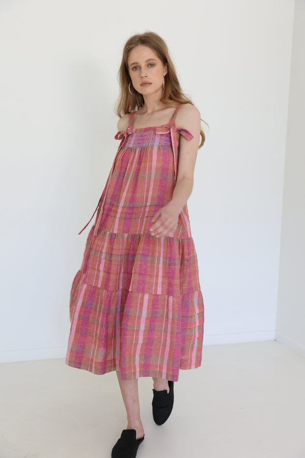 Ruby Dress - Purple Pink Handloom Check Combo