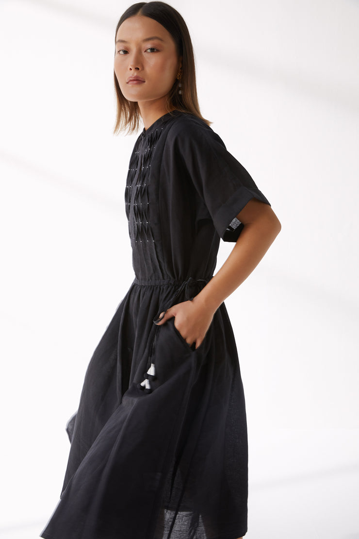 Sur Dress - Black Linen