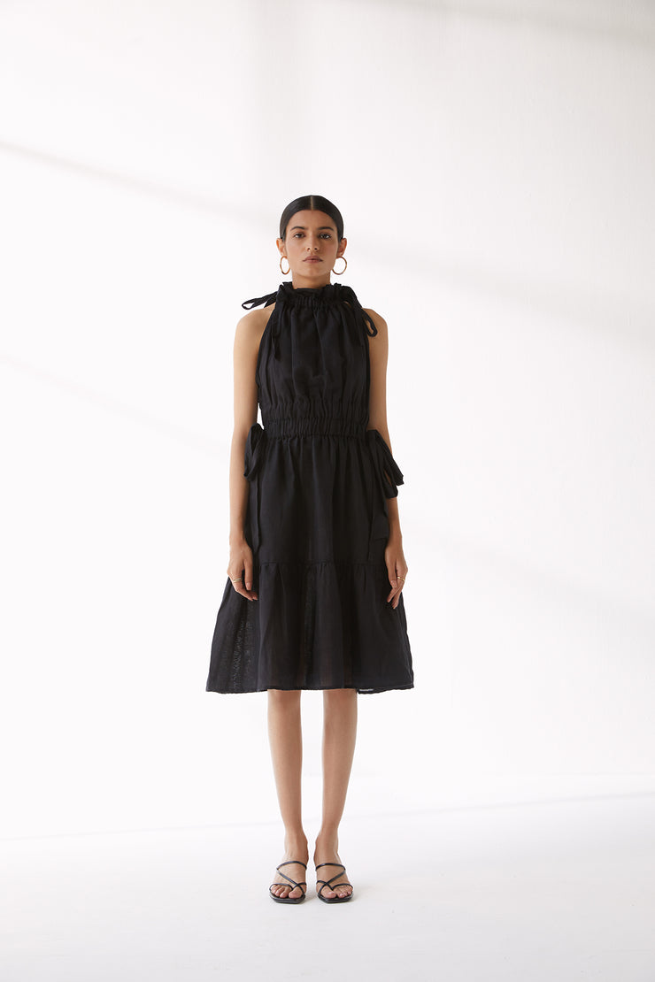 Heera Dress - Black Linen